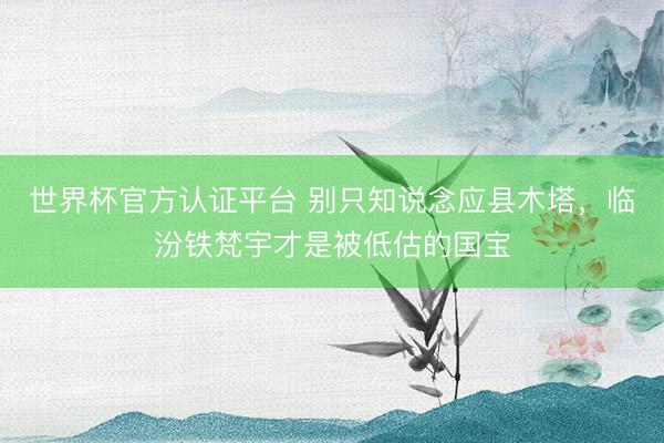 世界杯官方认证平台 别只知说念应县木塔，临汾铁梵宇才是被低估的国宝