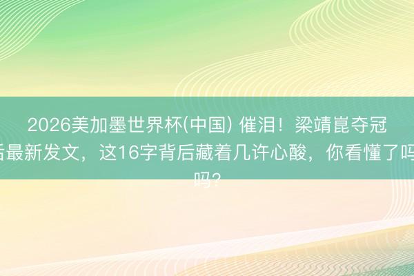 2026美加墨世界杯(中国) 催泪！梁靖崑夺冠后最新发文，这16字背后藏着几许心酸，你看懂了吗？