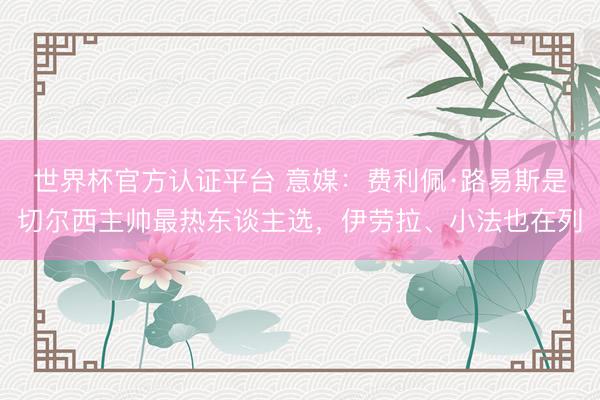 世界杯官方认证平台 意媒：费利佩·路易斯是切尔西主帅最热东谈主选，伊劳拉、小法也在列