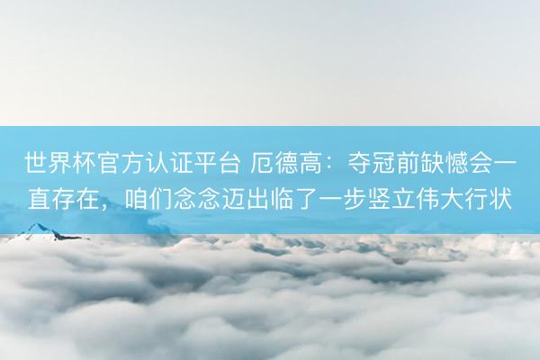 世界杯官方认证平台 厄德高：夺冠前缺憾会一直存在，咱们念念迈出临了一步竖立伟大行状