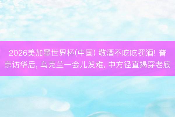 2026美加墨世界杯(中国) 敬酒不吃吃罚酒! 普京访华后， 乌克兰一会儿发难， 中方径直揭穿老底
