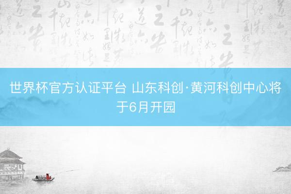 世界杯官方认证平台 山东科创·黄河科创中心将于6月开园