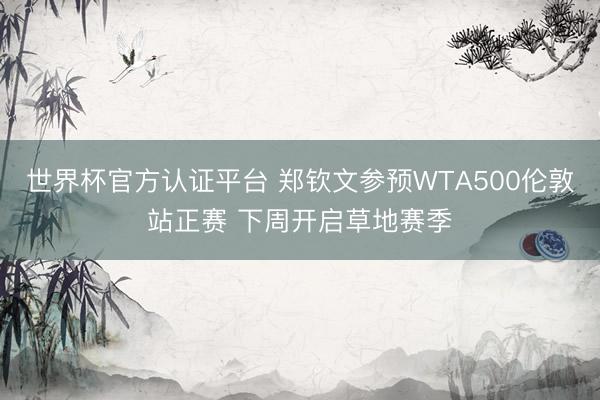 世界杯官方认证平台 郑钦文参预WTA500伦敦站正赛 下周开启草地赛季