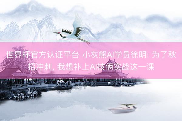 世界杯官方认证平台 小灰熊AI学员徐明: 为了秋招冲刺, 我想补上AI技俩实战这一课