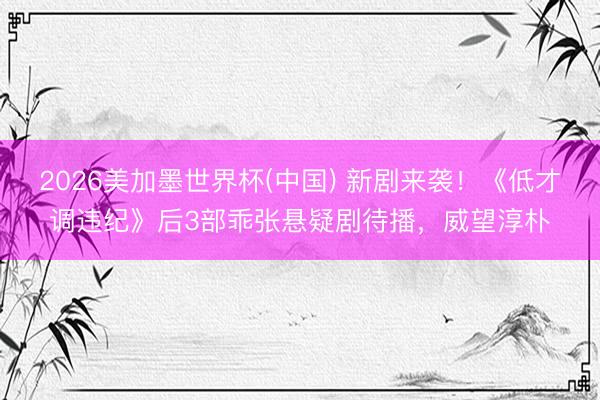 2026美加墨世界杯(中国) 新剧来袭！《低才调违纪》后3部乖张悬疑剧待播，威望淳朴