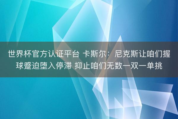 世界杯官方认证平台 卡斯尔：尼克斯让咱们握球蹙迫堕入停滞 抑止咱们无数一双一单挑