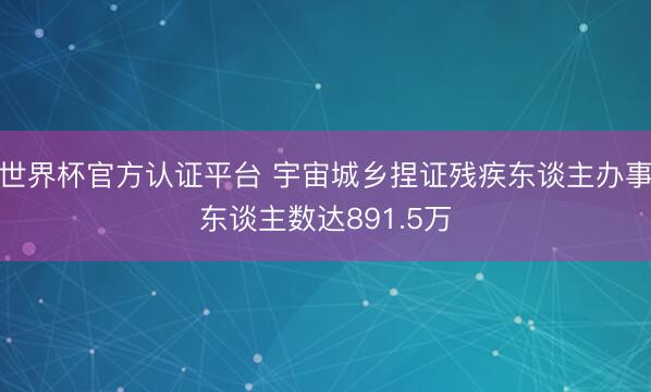 世界杯官方认证平台 宇宙城乡捏证残疾东谈主办事东谈主数达891.5万