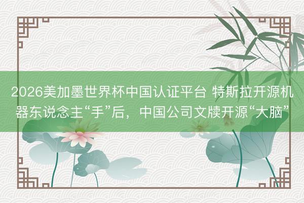 2026美加墨世界杯中国认证平台 特斯拉开源机器东说念主“手”后，中国公司文牍开源“大脑”