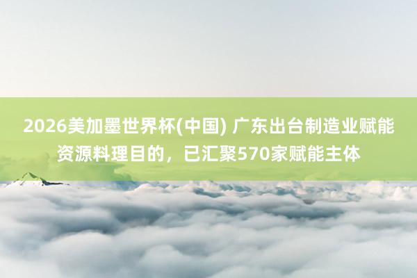 2026美加墨世界杯(中国) 广东出台制造业赋能资源料理目的，已汇聚570家赋能主体